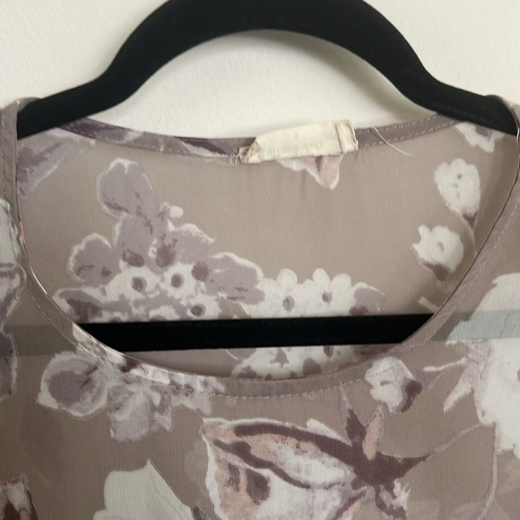 ALTAR’D State Taupe Gray Peplum Ruffle Top mesh nude sheer - Picture 4 of 6